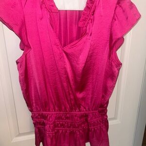 CeCe Fuchsia Ruffle Sleeve Blouse